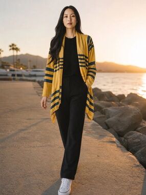 Paint By Numbers Mustard Knit Cardigan